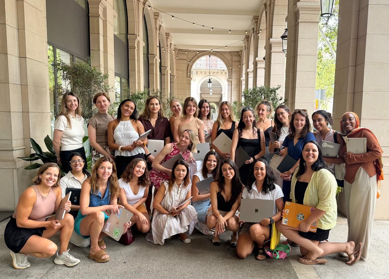 Women learning AI together at an in-person Lyra session