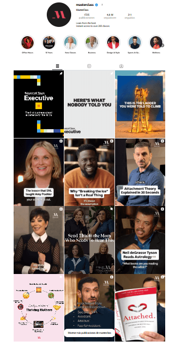 MasterClass Instagram grid
